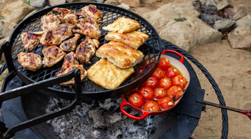 Herby Buttermilk-Soaked Grilled Chicken + Focaccia, Fire-Roasted Tomatoes