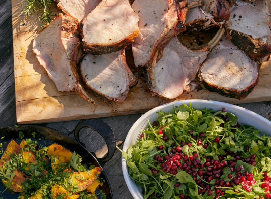 Grilled Crown Rack of Pork + Kabocha Squash