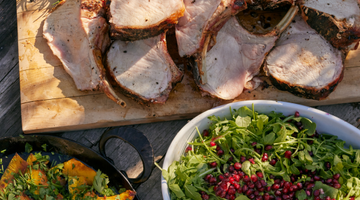 Grilled Crown Rack of Pork + Kabocha Squash