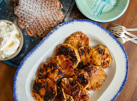 Grilled Pineapple + Crispy Buttermilk Waffles