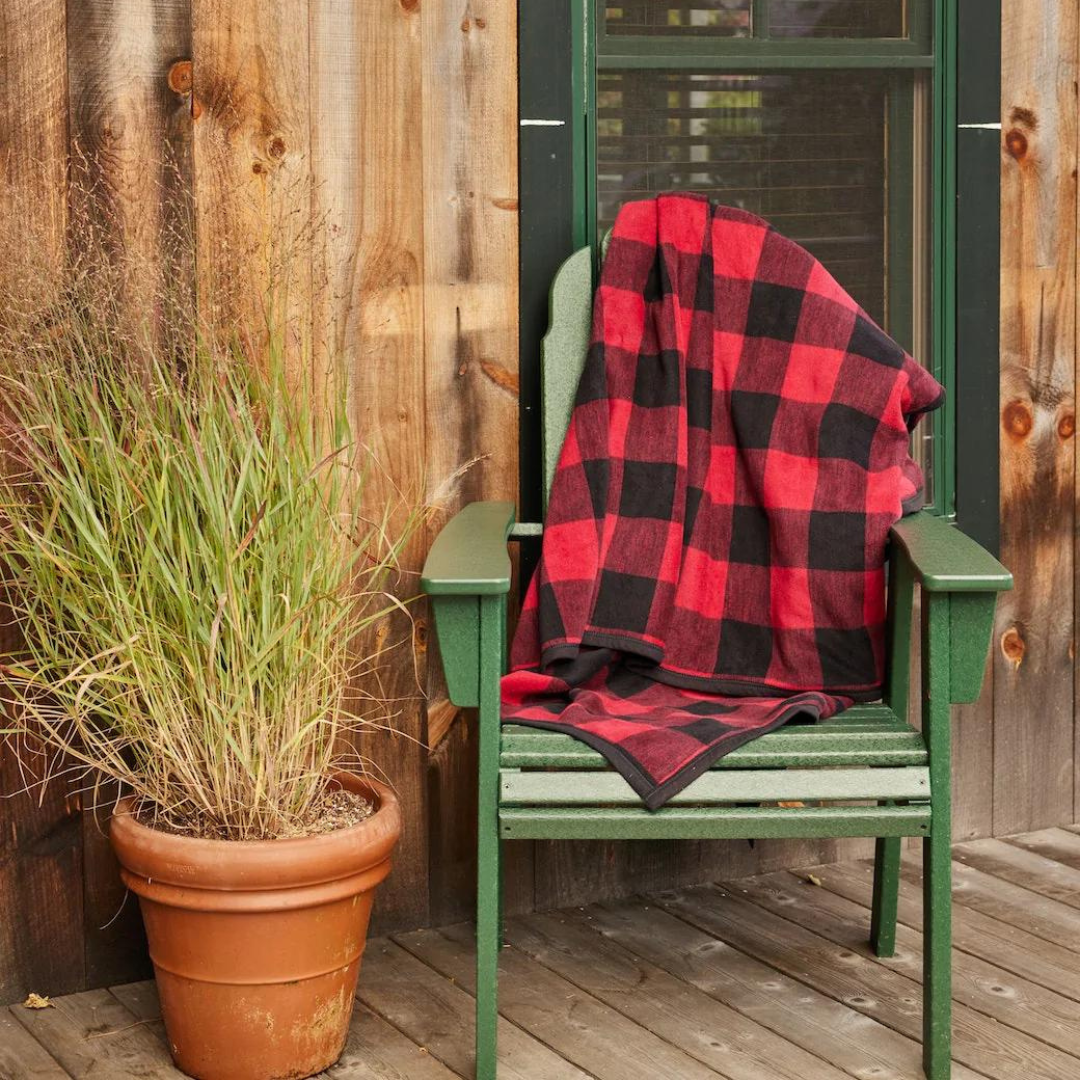 Red and green online plaid blanket