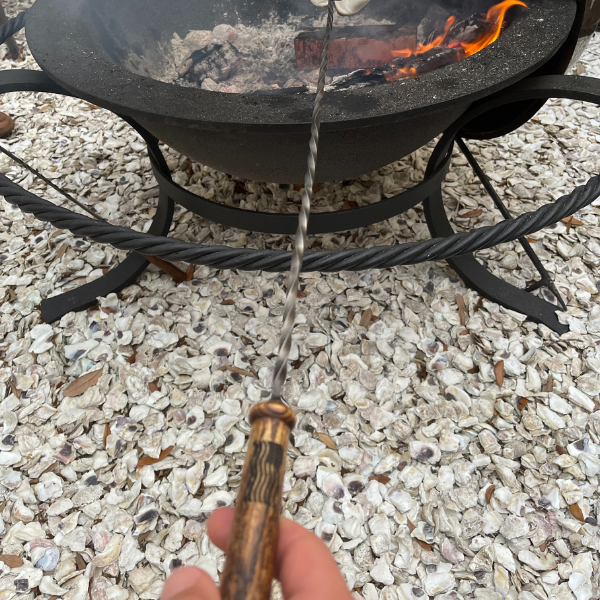 roasting marshmallows with American flag handle roasting fork